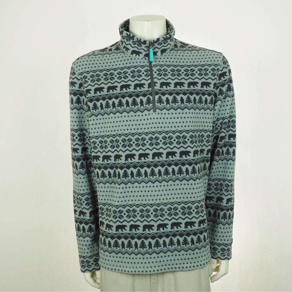 Chubbies The Bear Hug Fleece Sweater Jacket Mens Large Nordic Fair Isle Pullover